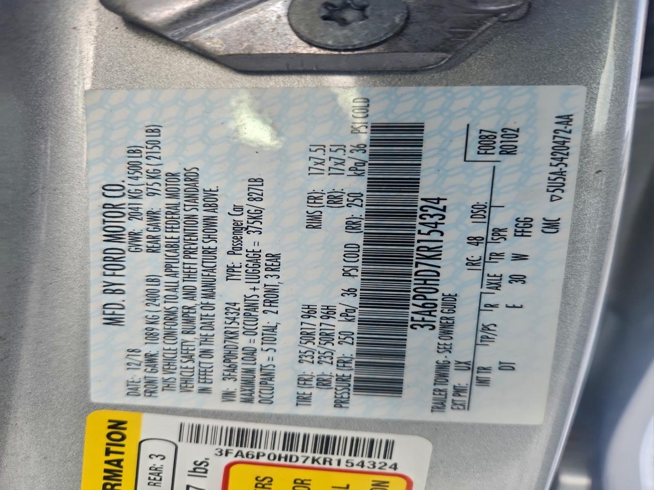 2019 FORD FUSION