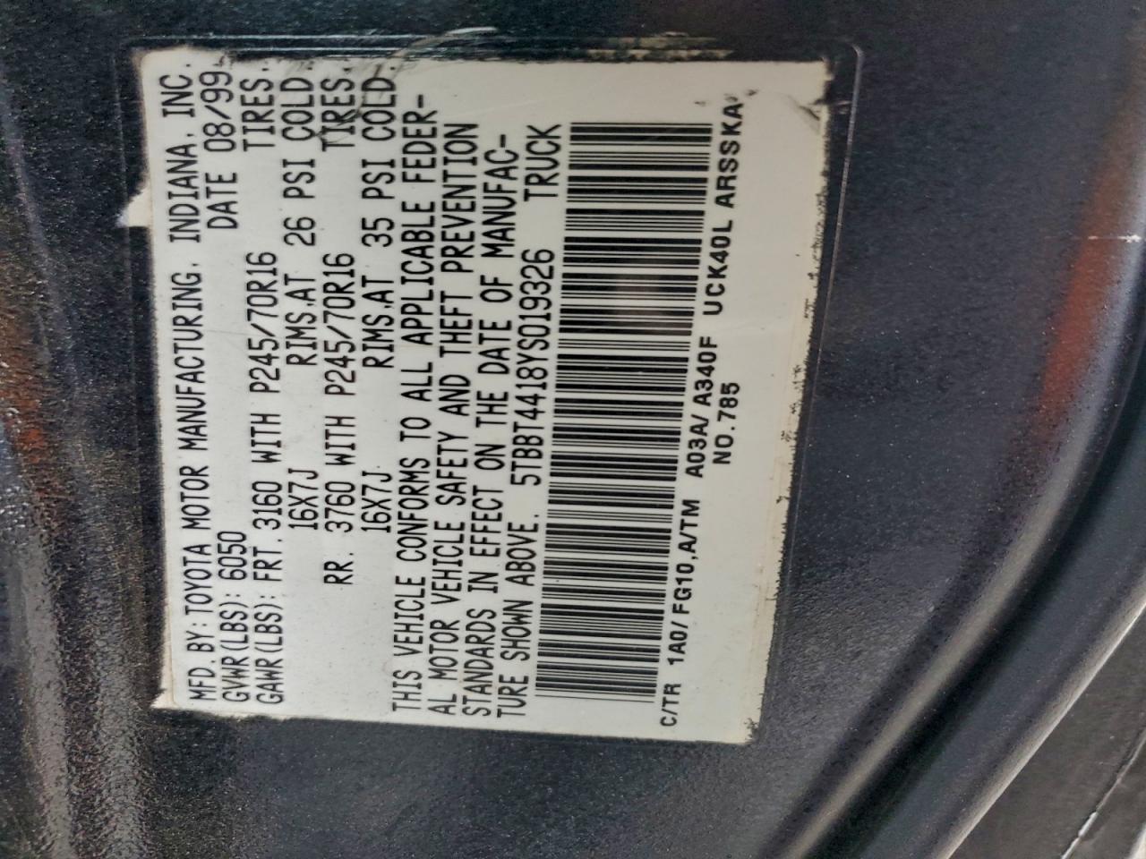 2000 TOYOTA TUNDRA