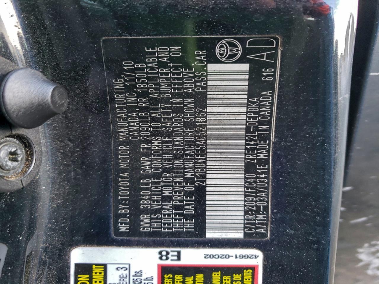 2010 TOYOTA COROLLA