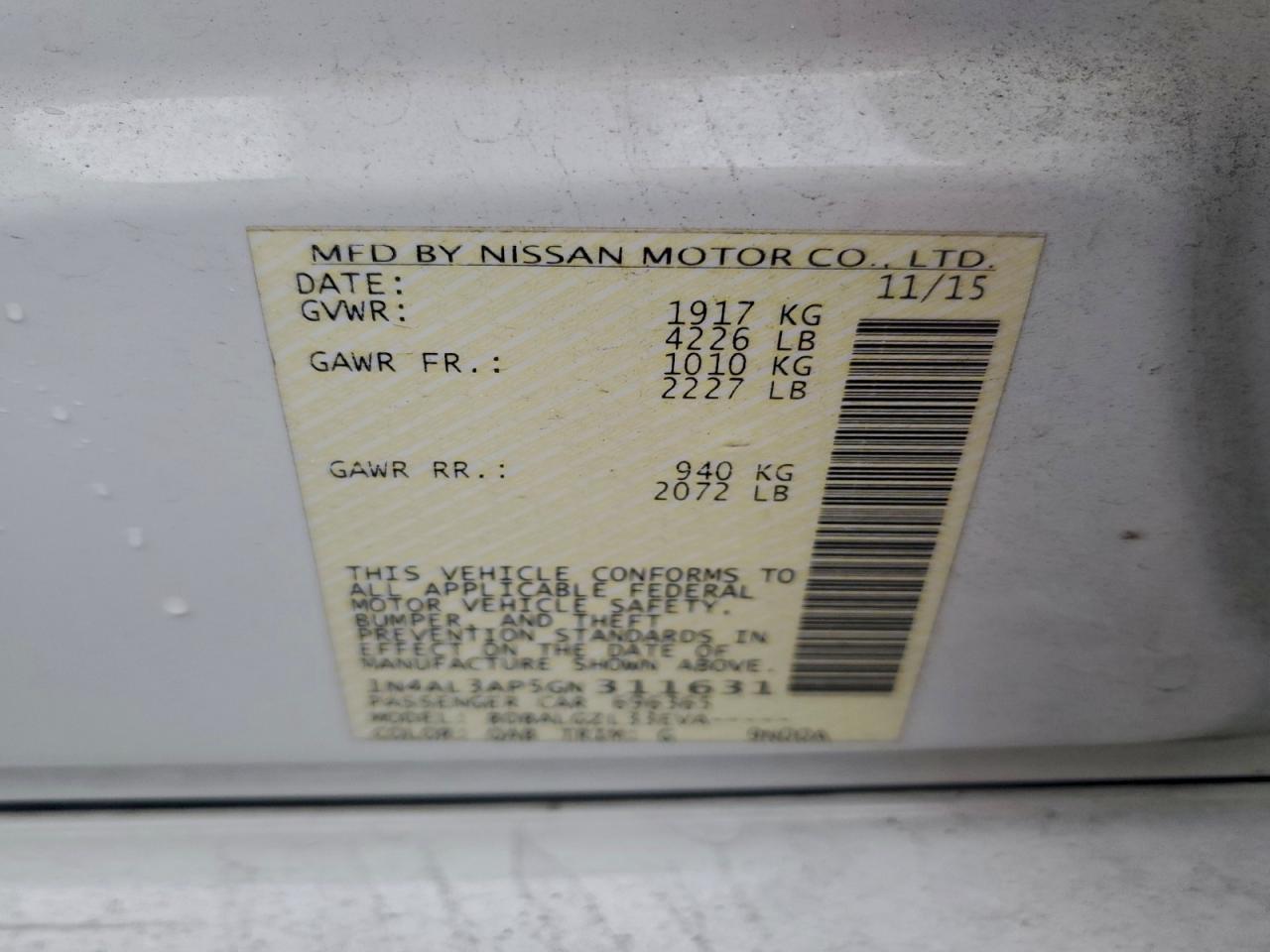 2016 NISSAN ALTIMA