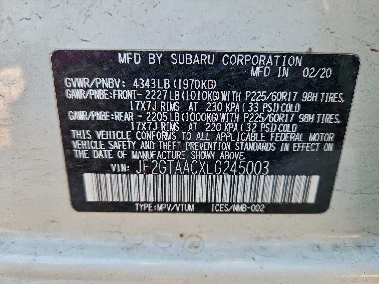 2020 SUBARU Crosstrek