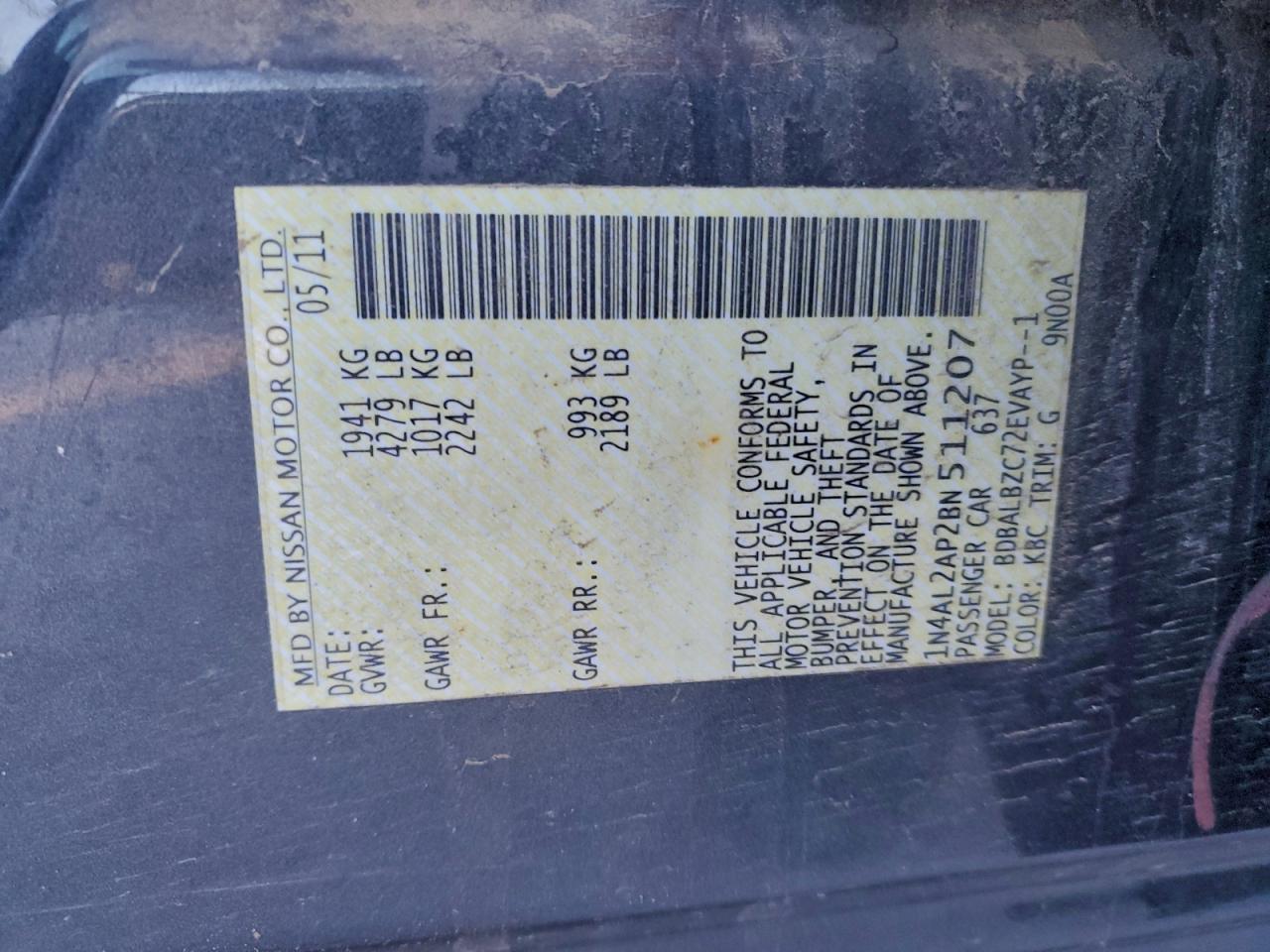 2011 NISSAN ALTIMA
