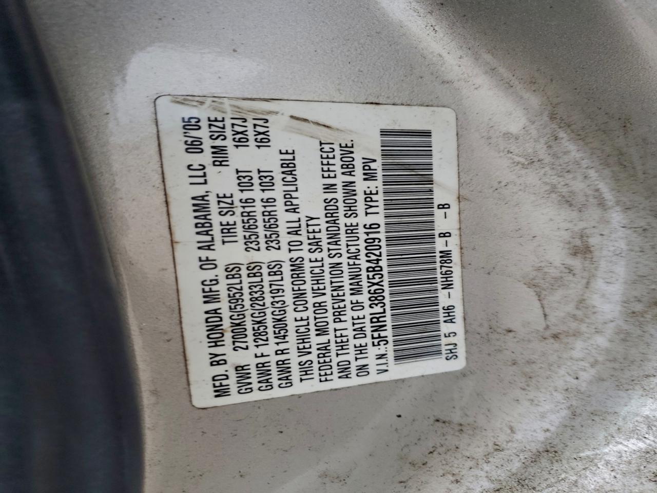 2005 HONDA ODYSSEY