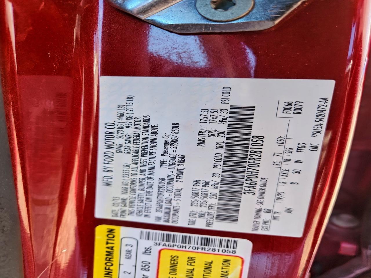 2015 FORD FUSION