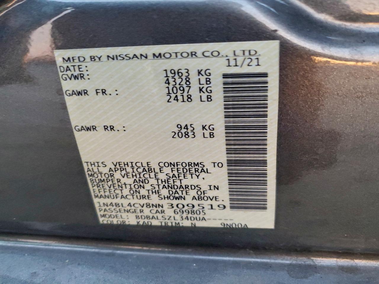 2022 NISSAN ALTIMA