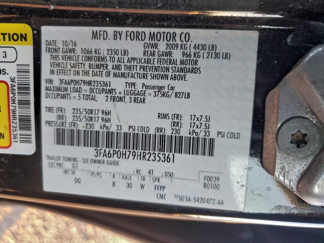 2017 FORD FUSION