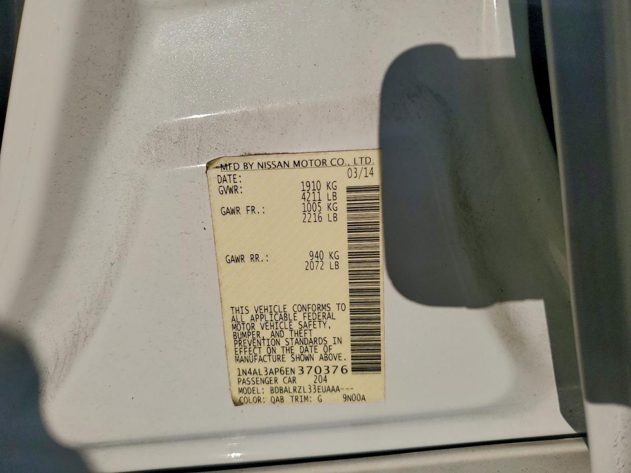 2014 NISSAN ALTIMA