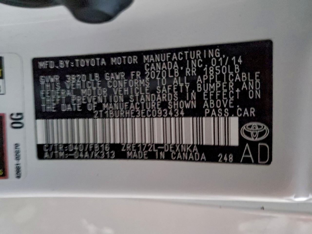 2014 TOYOTA COROLLA