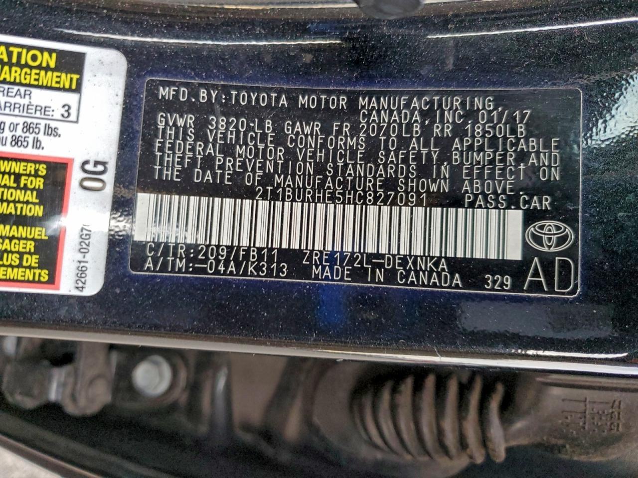 2017 TOYOTA COROLLA