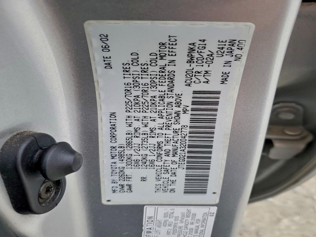 2002 TOYOTA HIGHLANDER