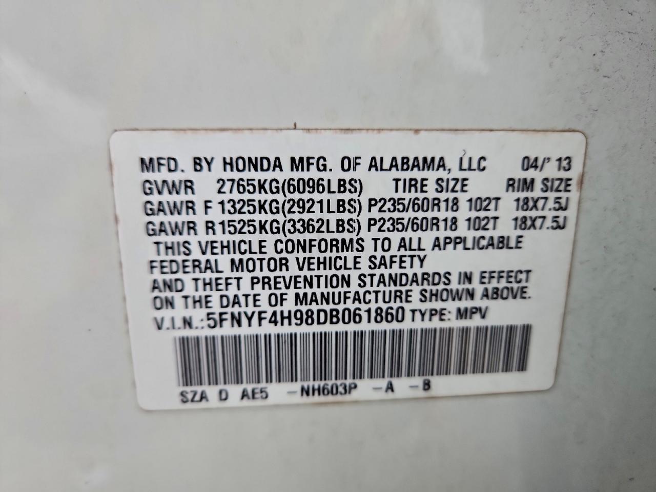 2013 HONDA PILOT