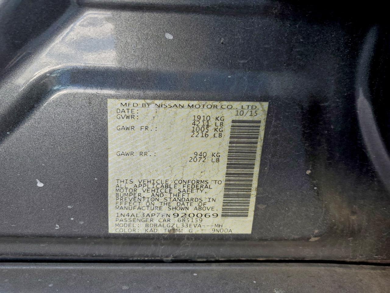 2015 NISSAN ALTIMA