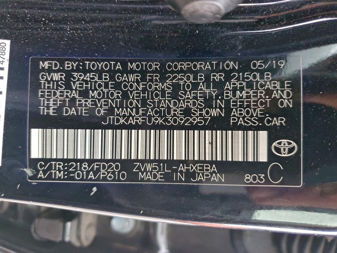 2019 TOYOTA PRIUS