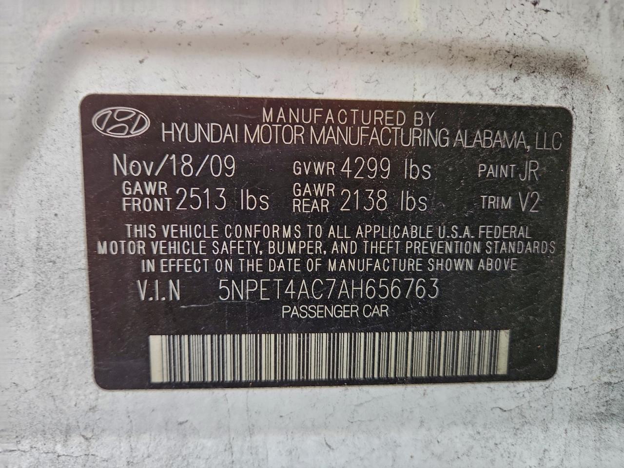 2010 HYUNDAI SONATA