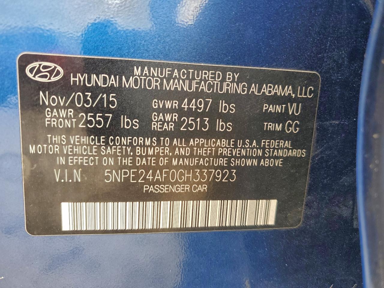 2016 HYUNDAI SONATA