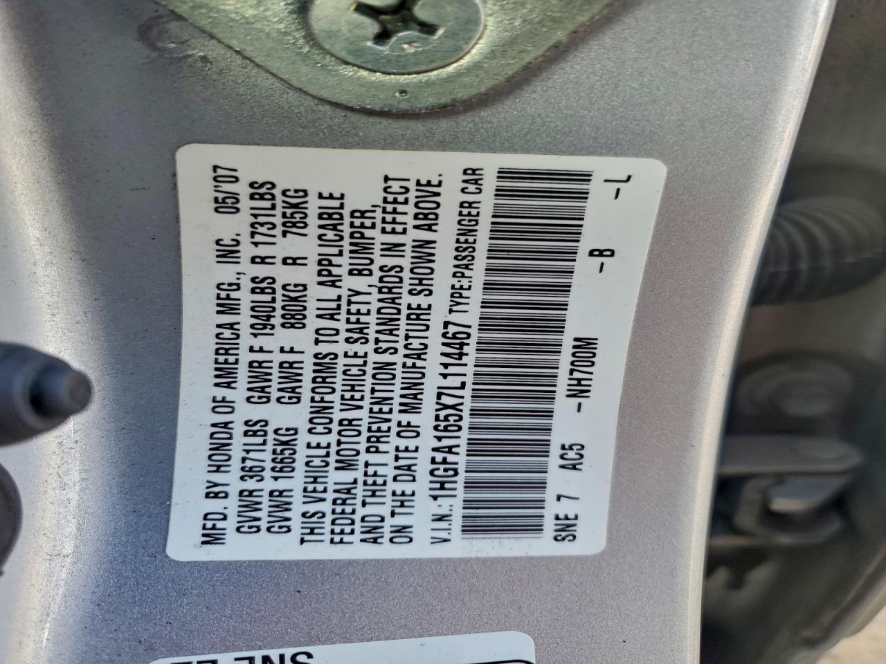 2007 HONDA CIVIC