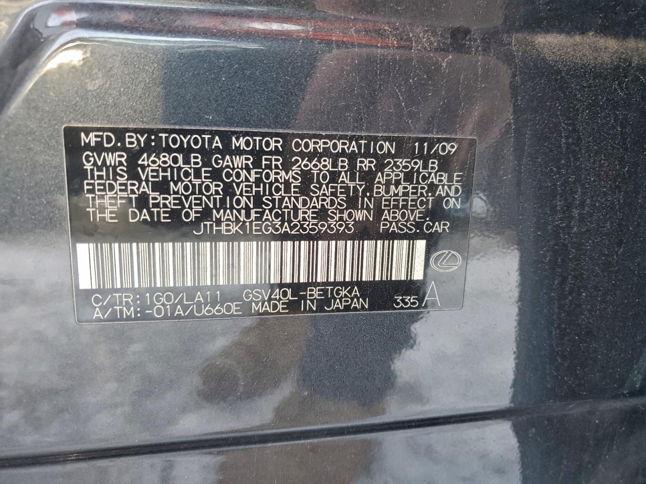 2010 LEXUS ES 350