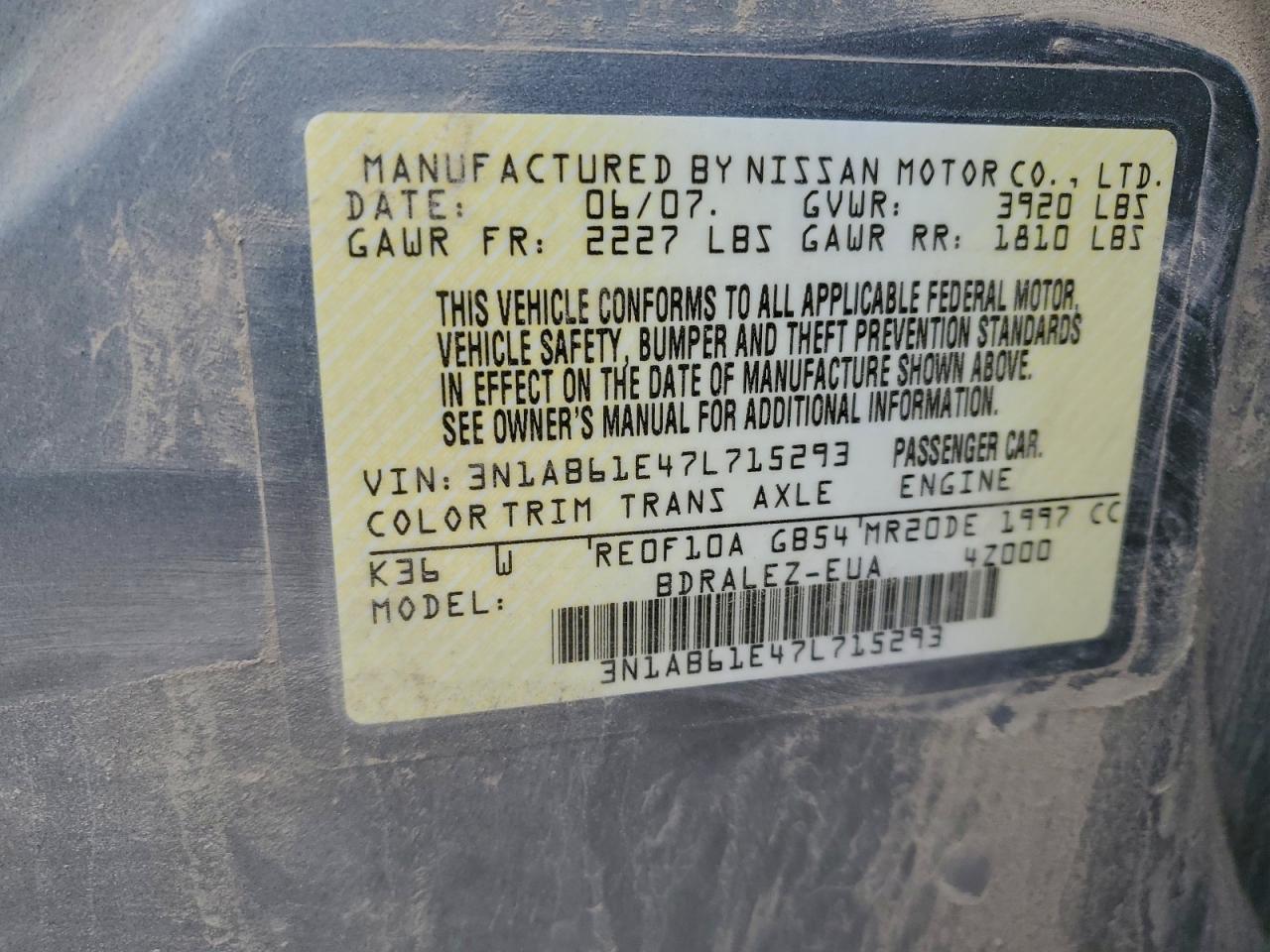 2007 NISSAN SENTRA