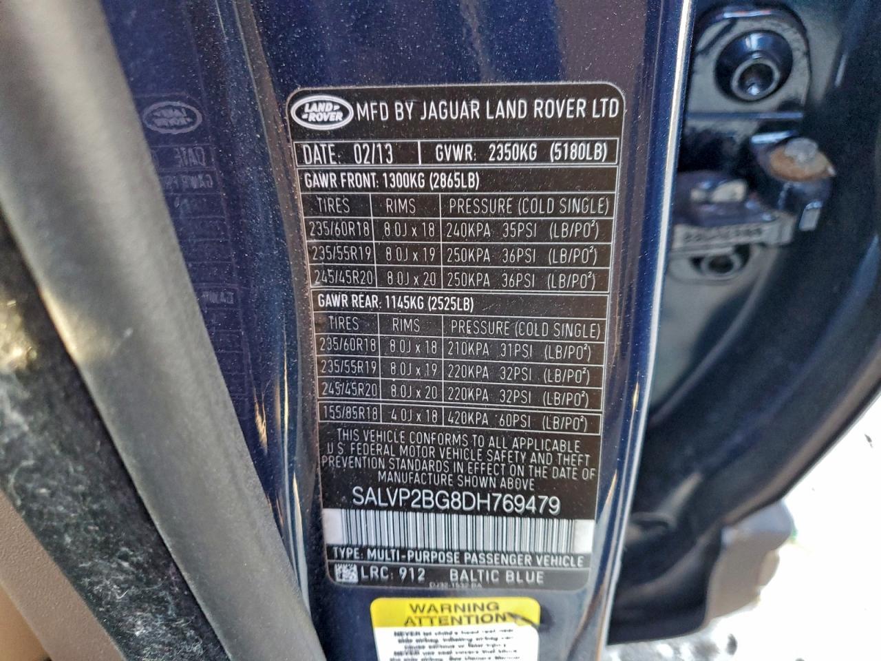 2013 LAND ROVER RANGE ROVER EVOQUE
