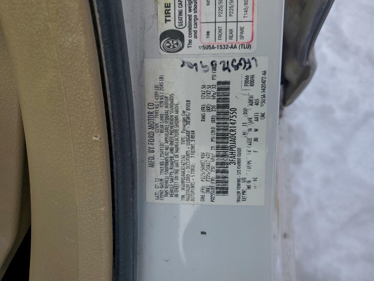 2012 FORD FUSION