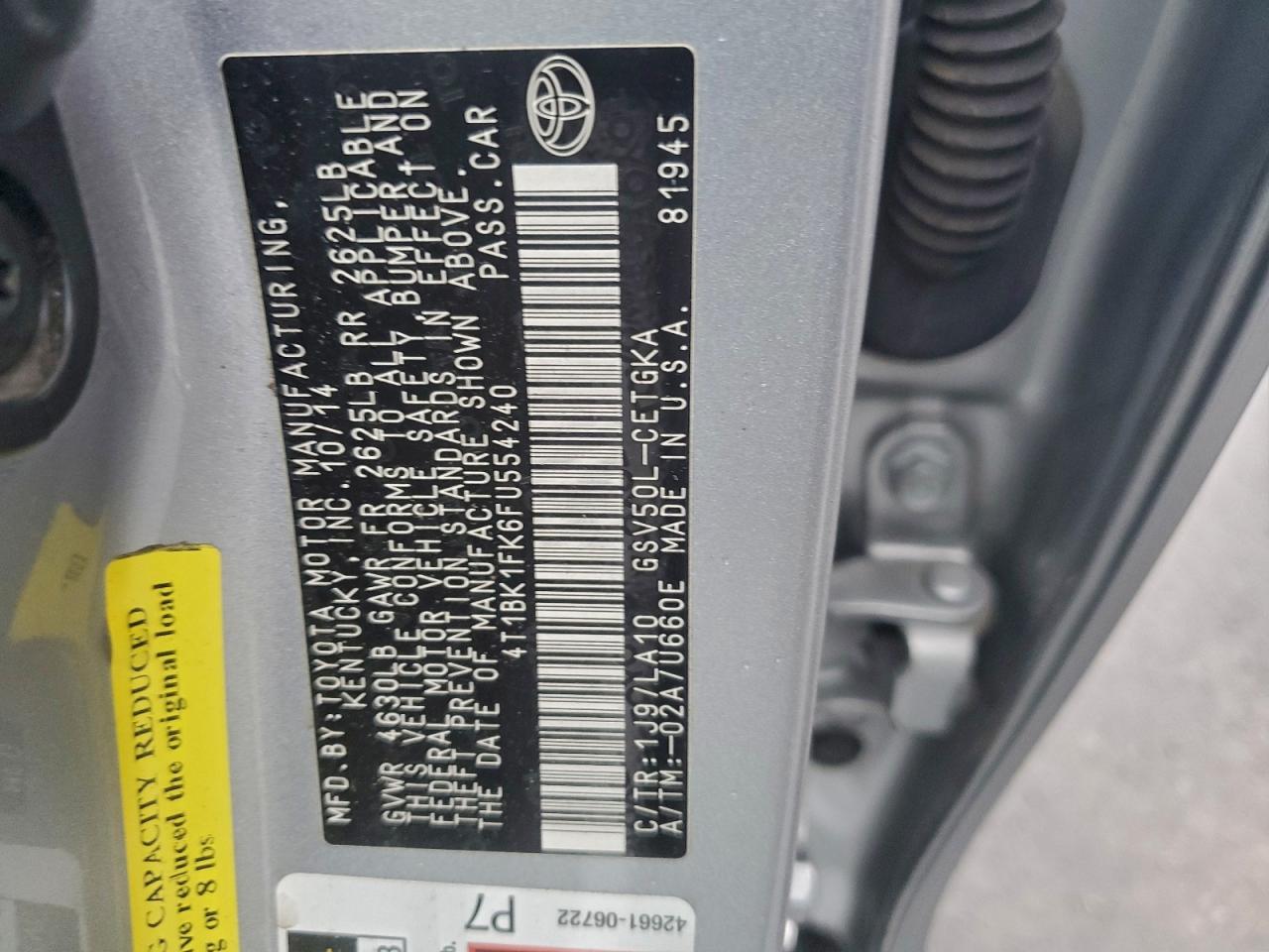 2015 TOYOTA CAMRY