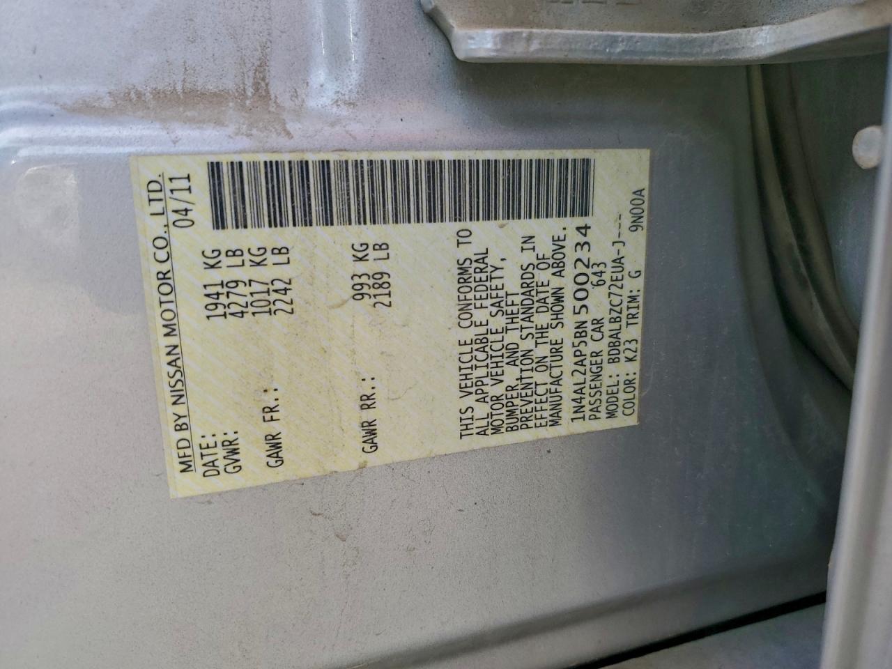 2011 NISSAN ALTIMA
