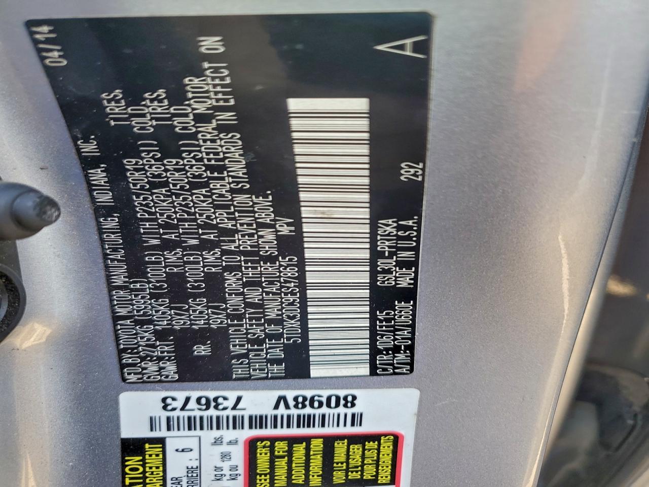 2014 TOYOTA SIENNA