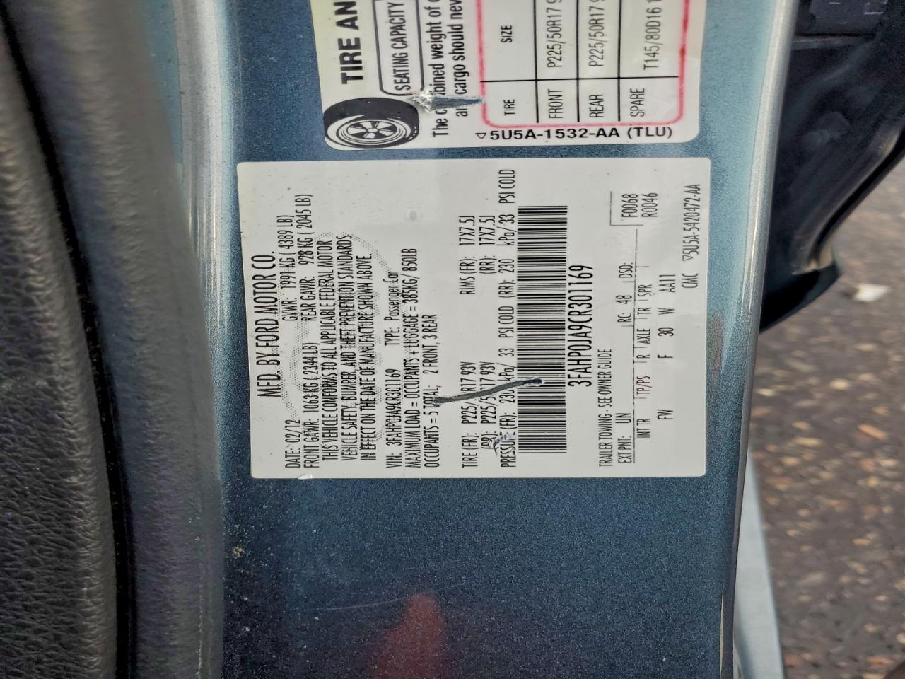 2012 FORD FUSION