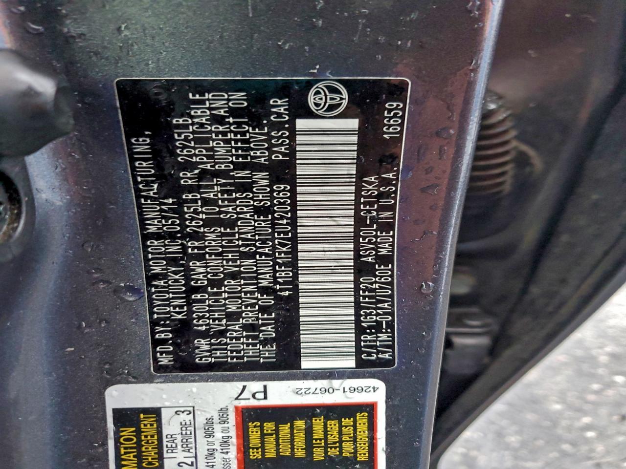 2014 TOYOTA CAMRY