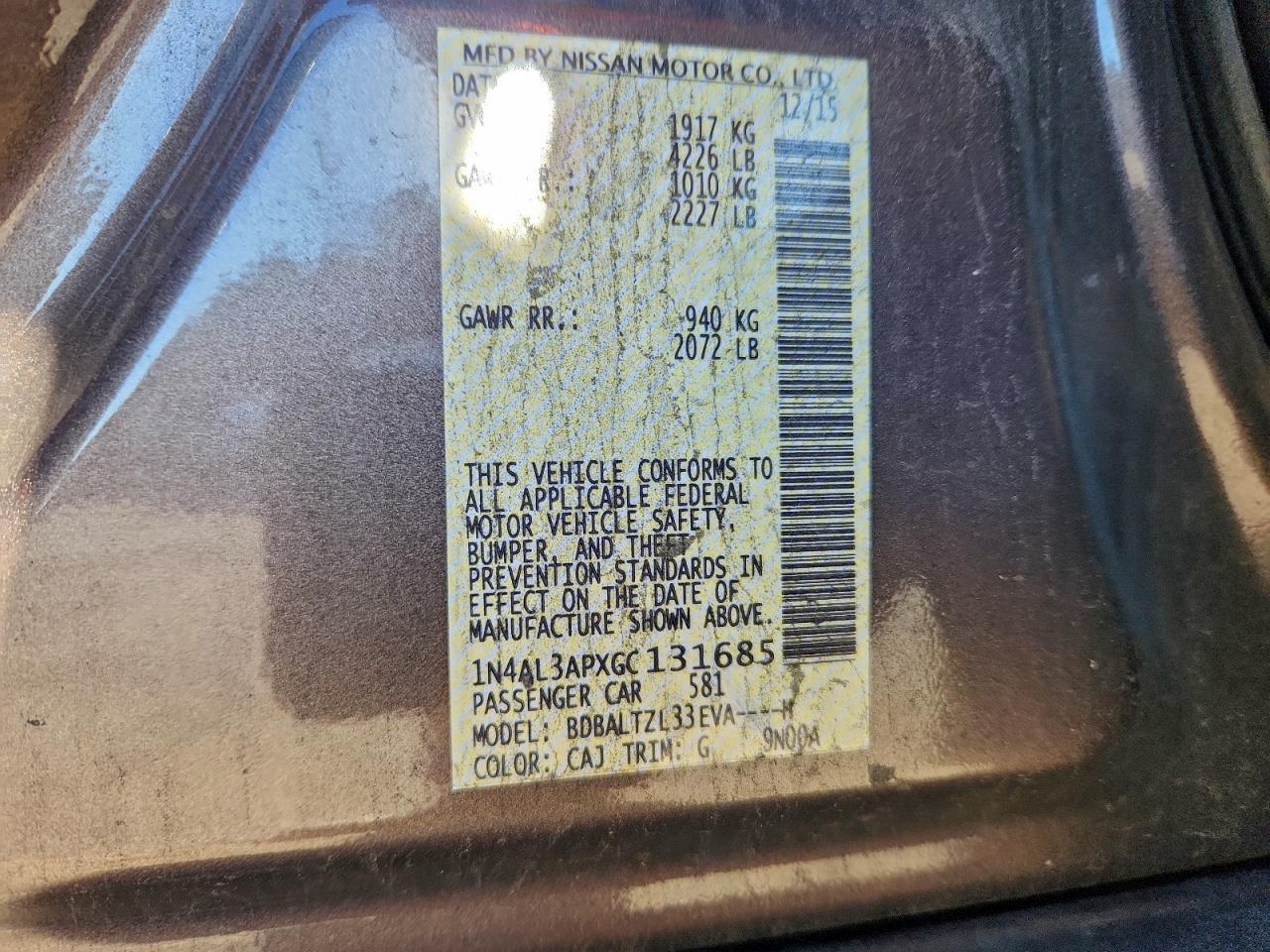2016 NISSAN ALTIMA