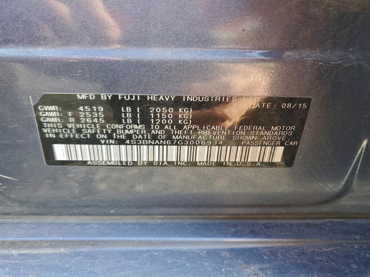 2016 SUBARU Legacy