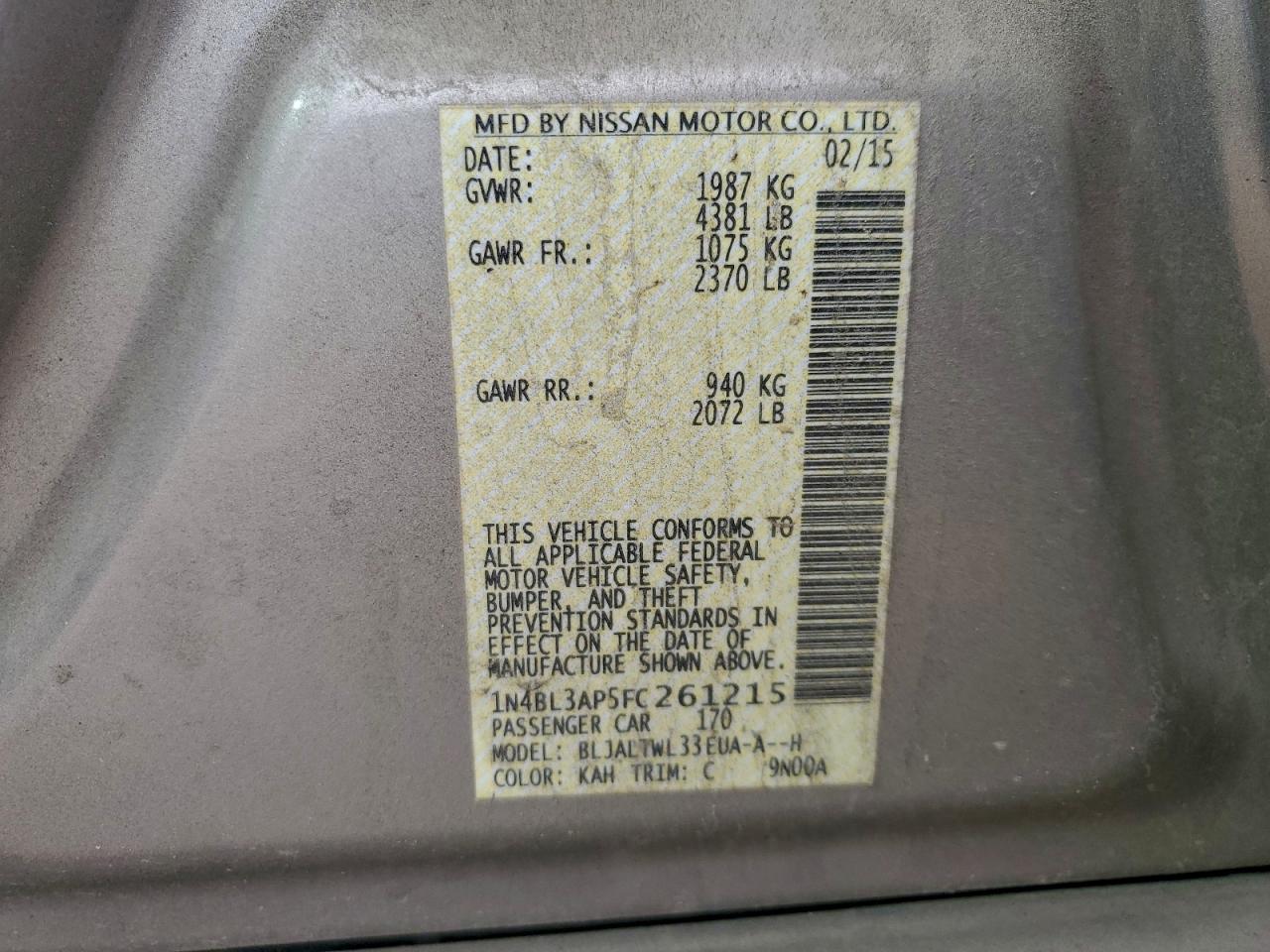 2015 NISSAN ALTIMA
