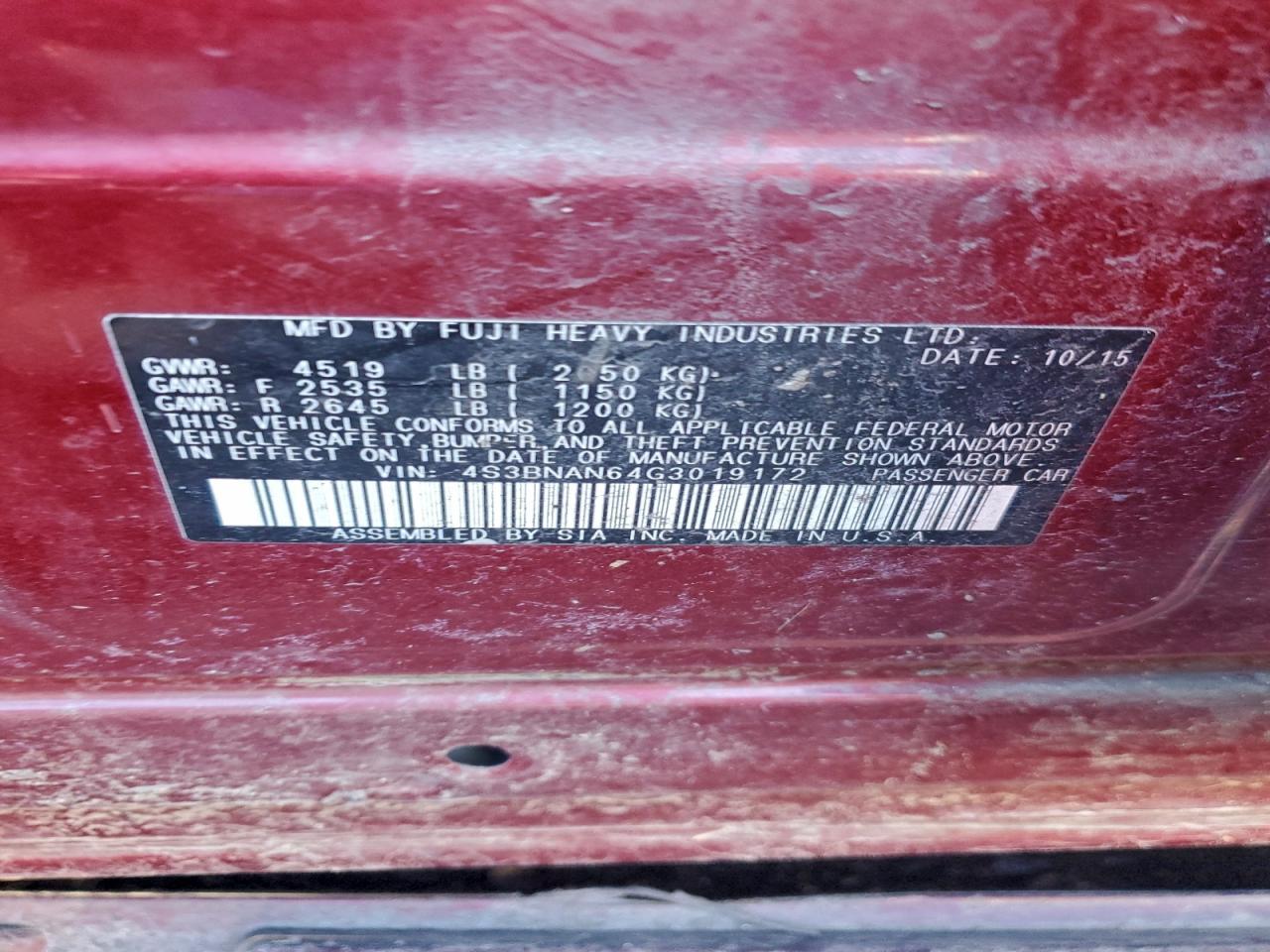 2016 SUBARU Legacy