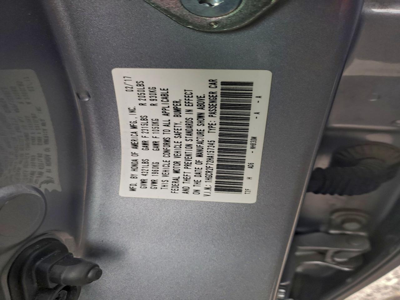 2017 HONDA ACCORD