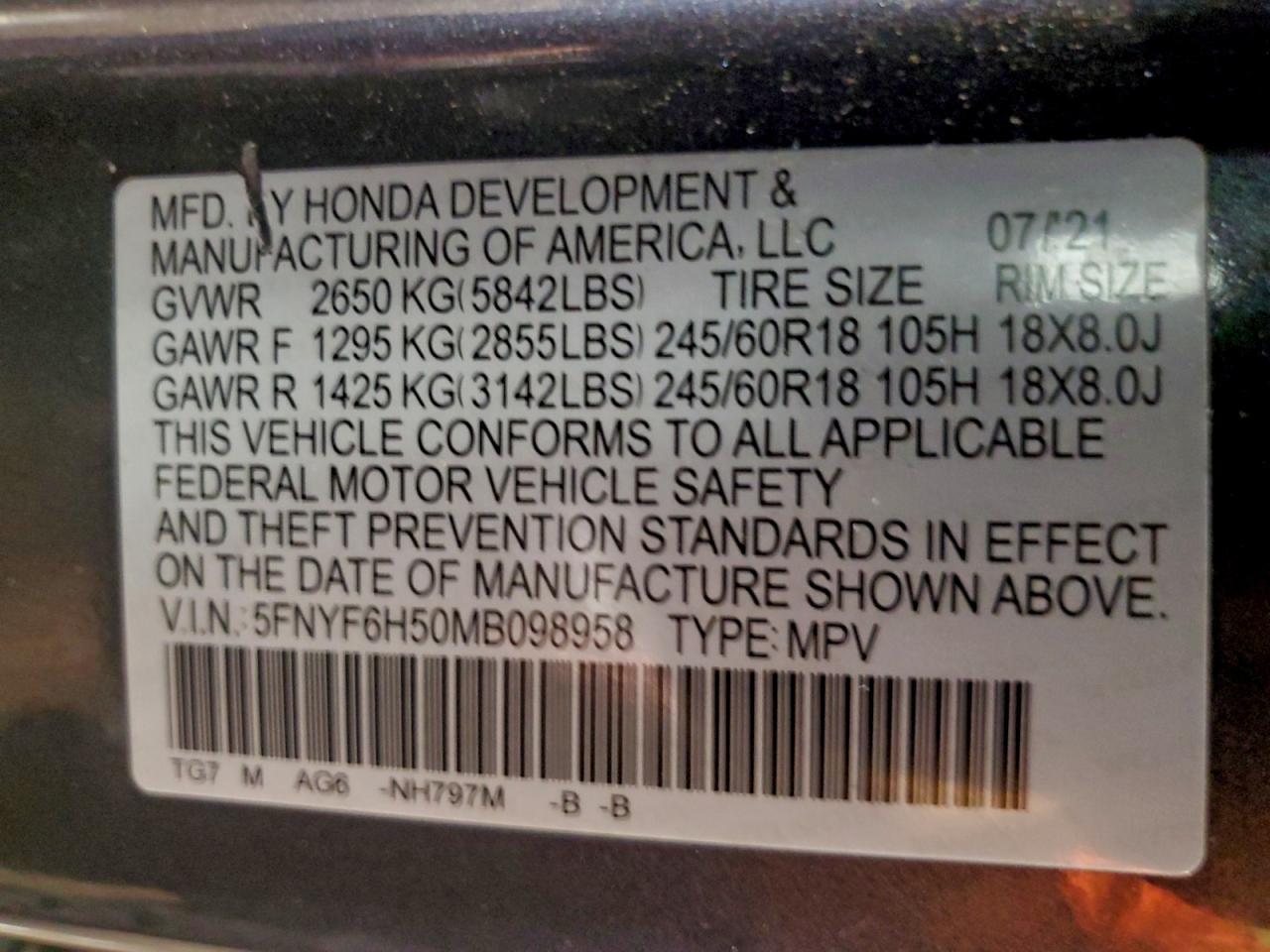 2021 HONDA PILOT