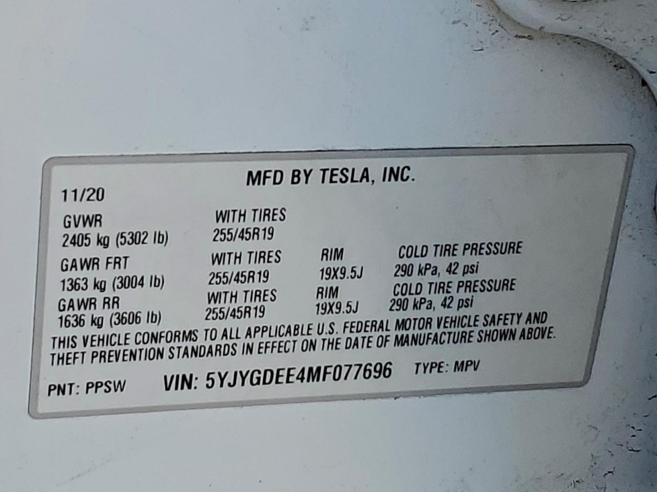 2021 TESLA MODEL Y