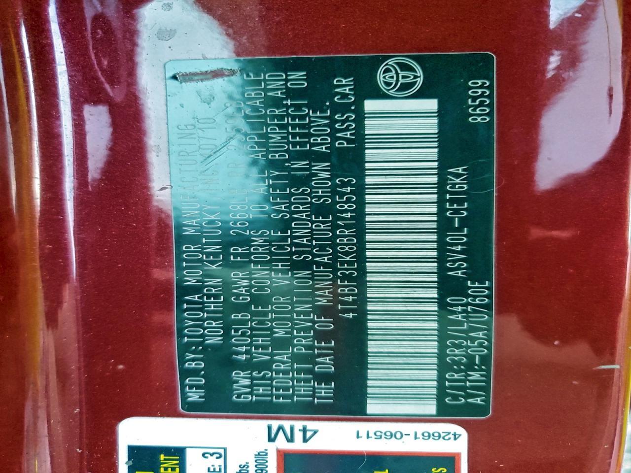 2011 TOYOTA CAMRY