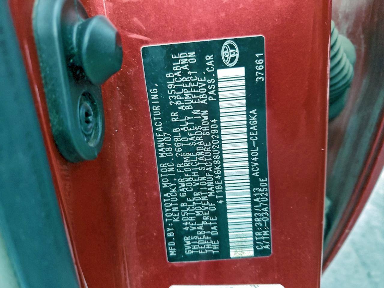 2008 TOYOTA CAMRY