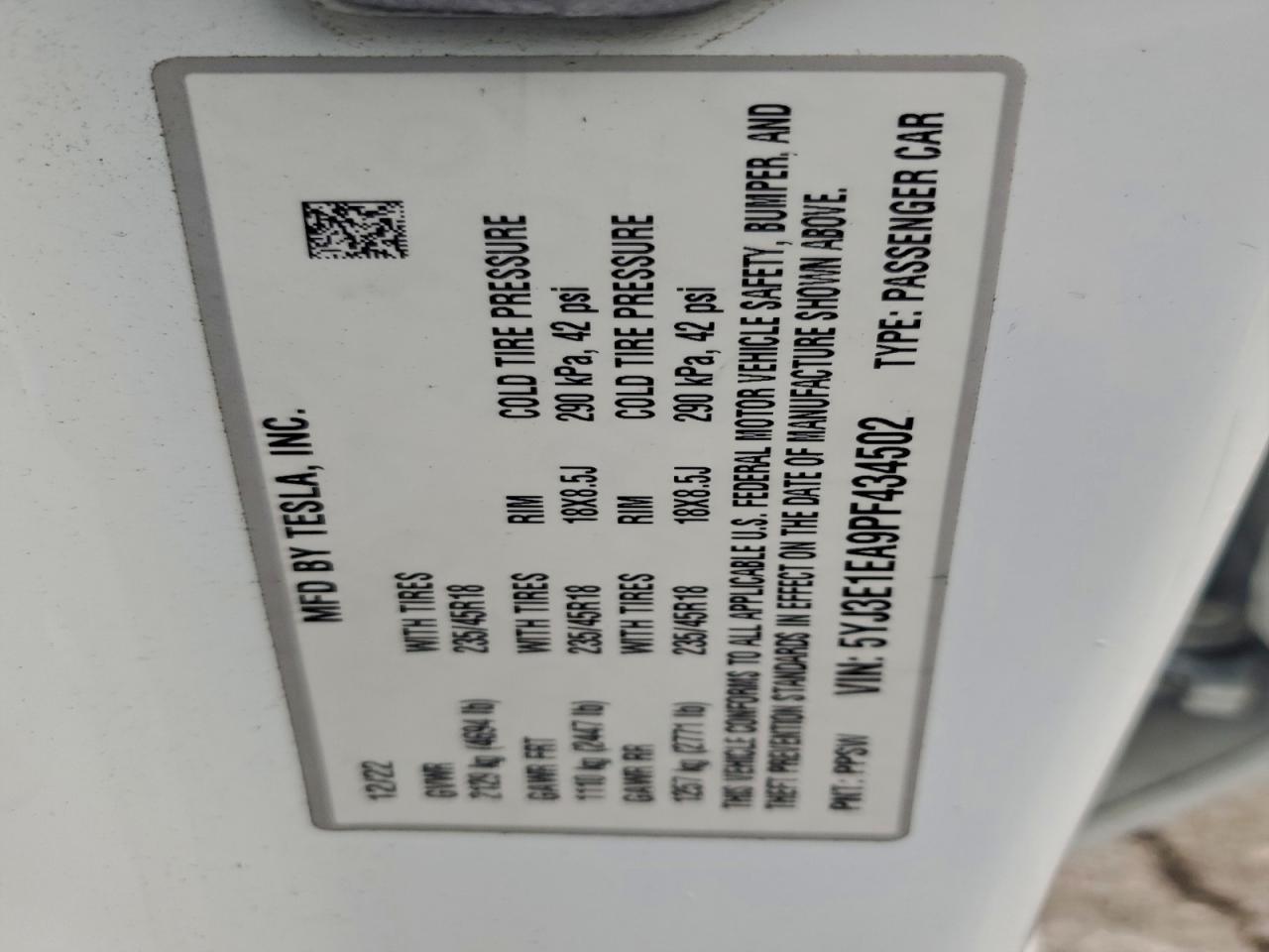 2023 TESLA MODEL 3