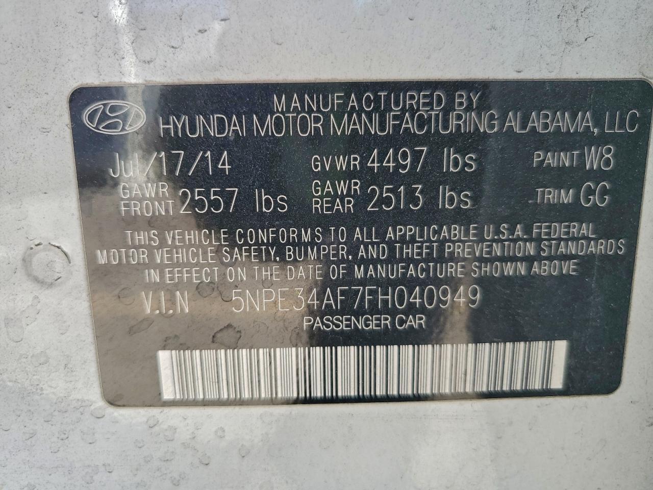 2015 HYUNDAI SONATA