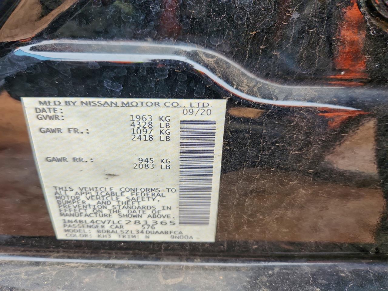 2020 NISSAN ALTIMA