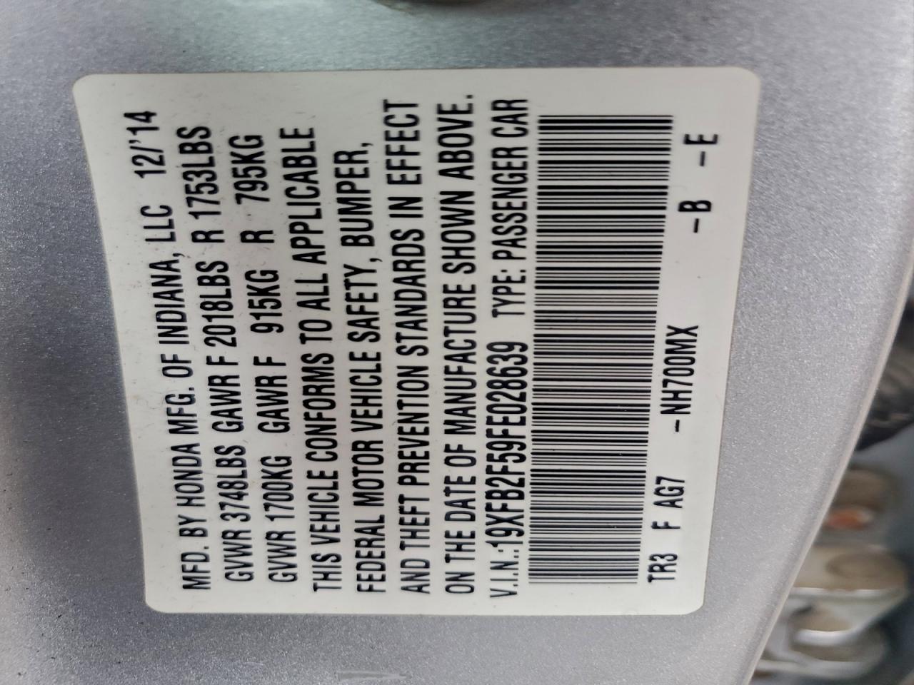 2015 HONDA CIVIC