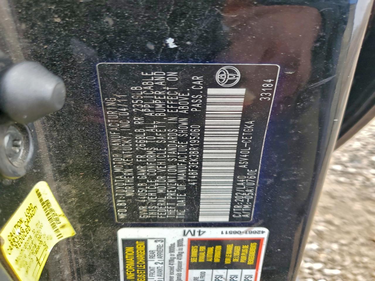 2011 TOYOTA CAMRY