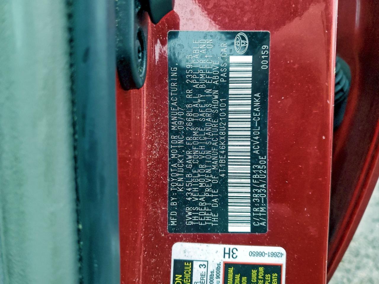 2008 TOYOTA CAMRY