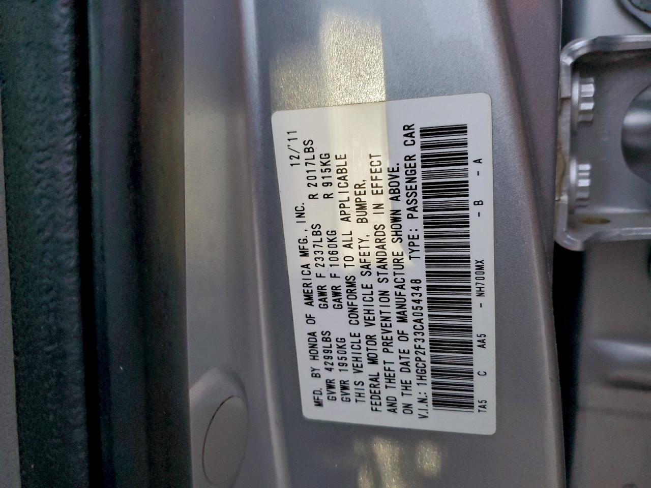 2012 HONDA ACCORD
