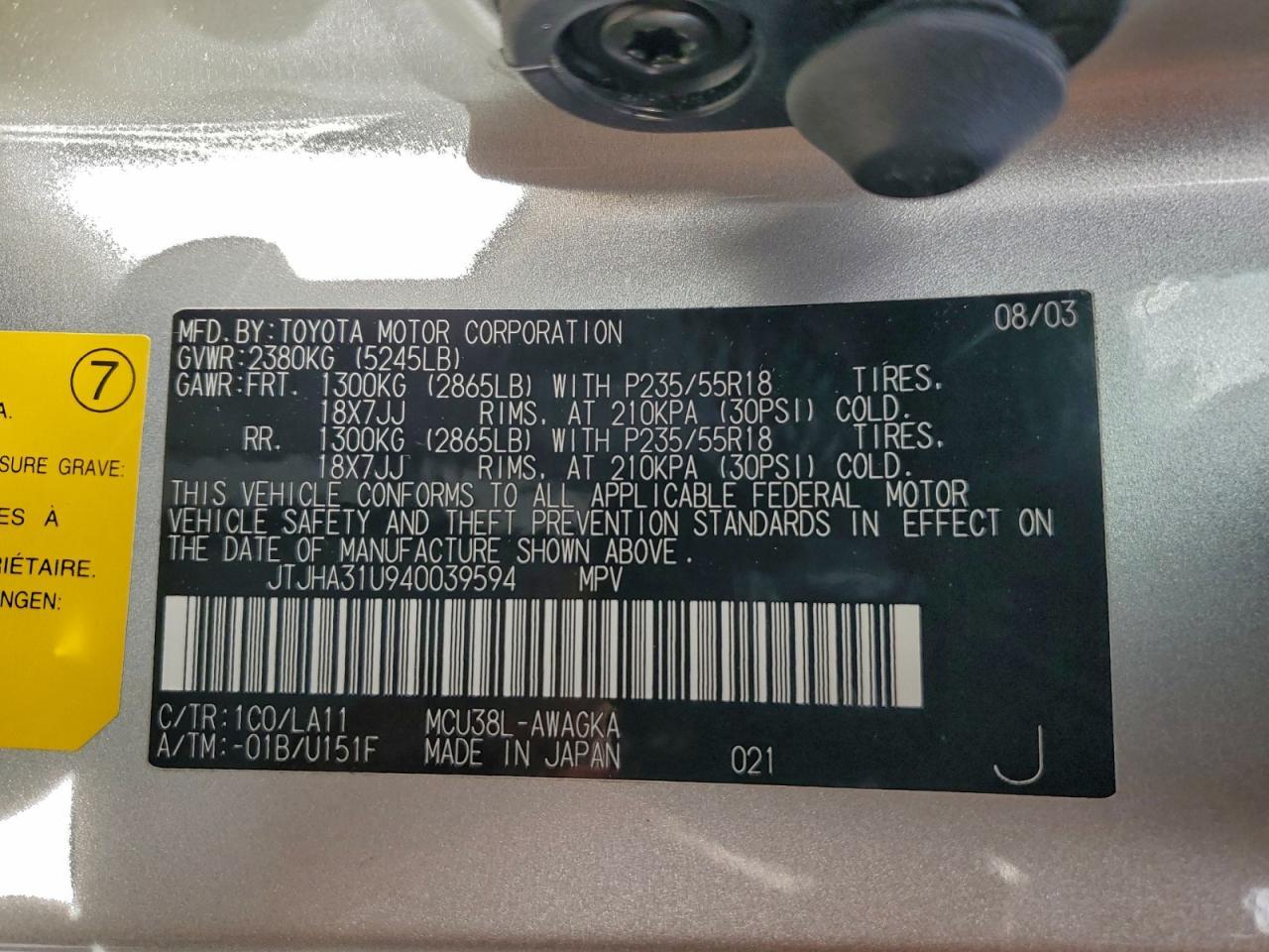 2004 LEXUS Rx 330