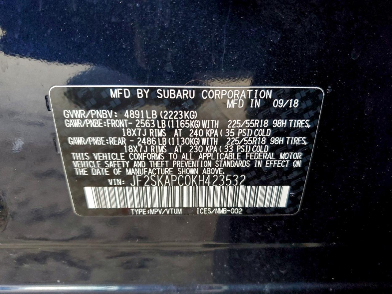 2019 SUBARU FORESTER