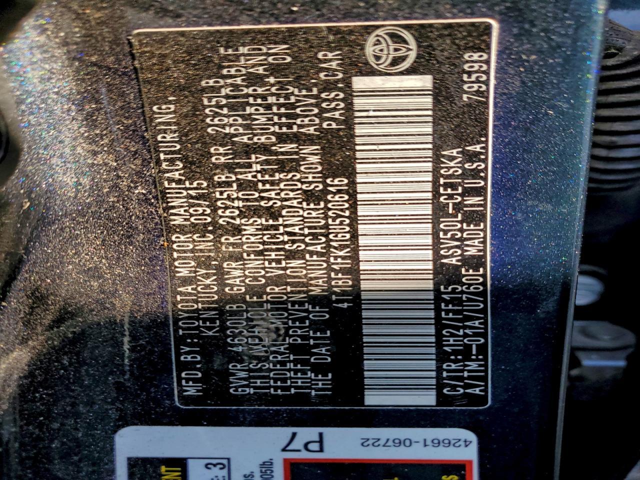 2016 TOYOTA CAMRY