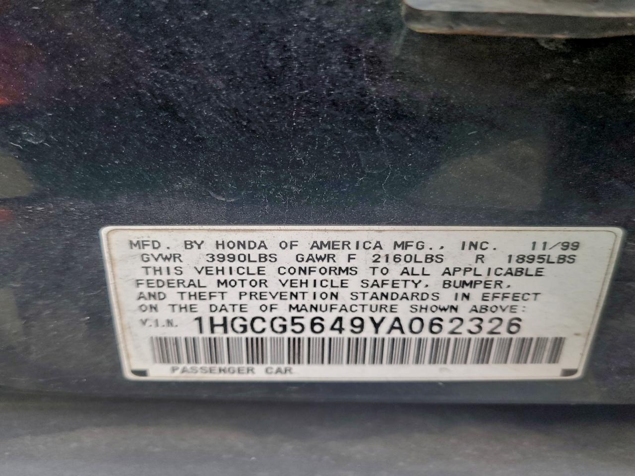 2000 HONDA ACCORD