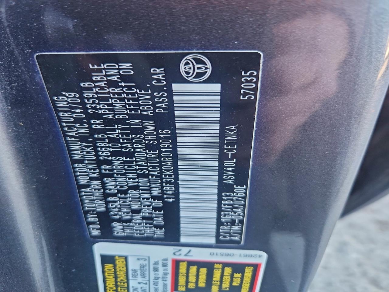 2010 TOYOTA CAMRY